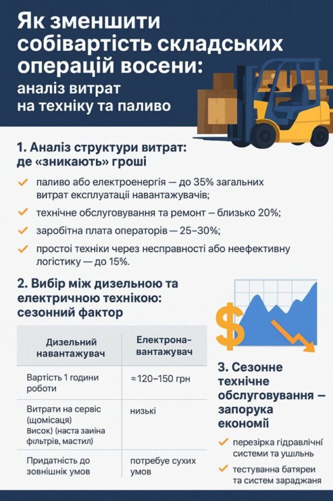 Як зменшити собівартість складських операцій восени: аналіз витрат на техніку та паливо