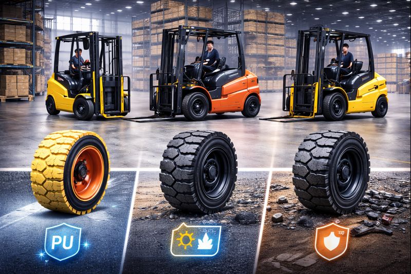 Колеса навантажувача: поліуретан, гума, супереластик — що і де працює Колеса навантажувача: поліуретан, гума, супереластик — що і де працює