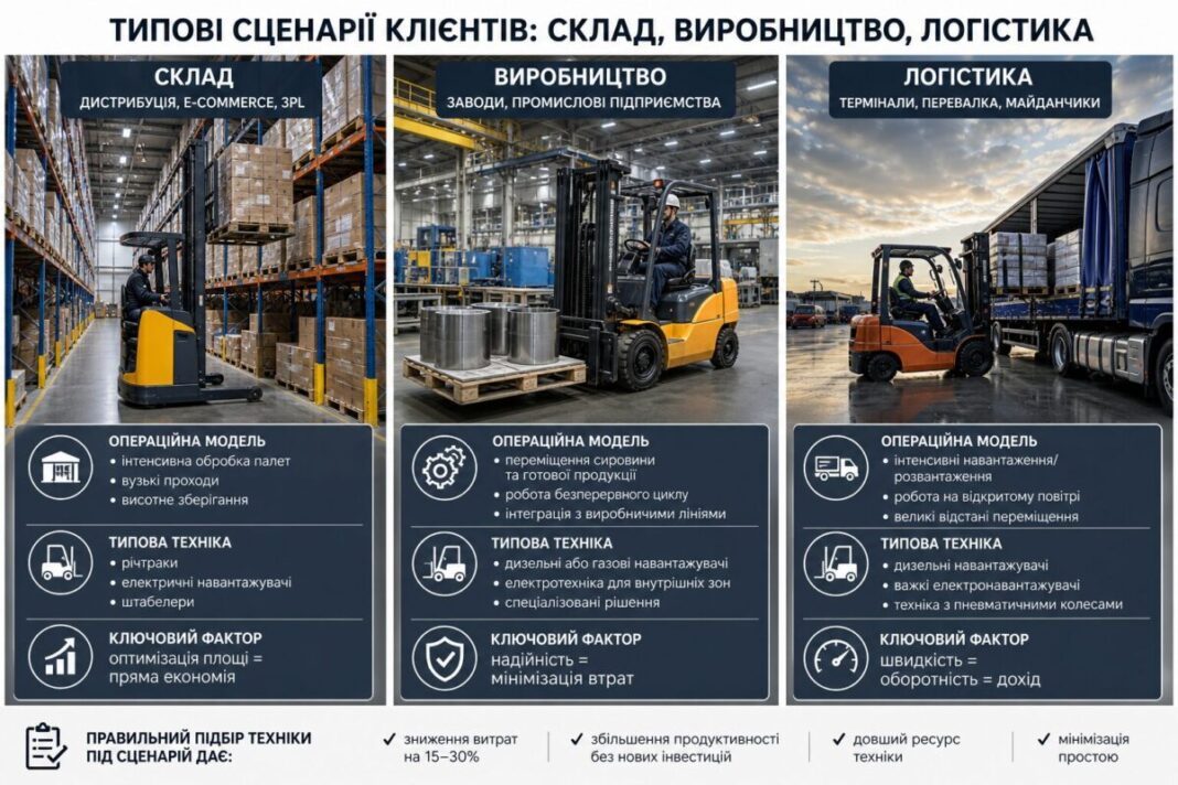 Типові сценарії клієнтів: склад, виробництво, логістика